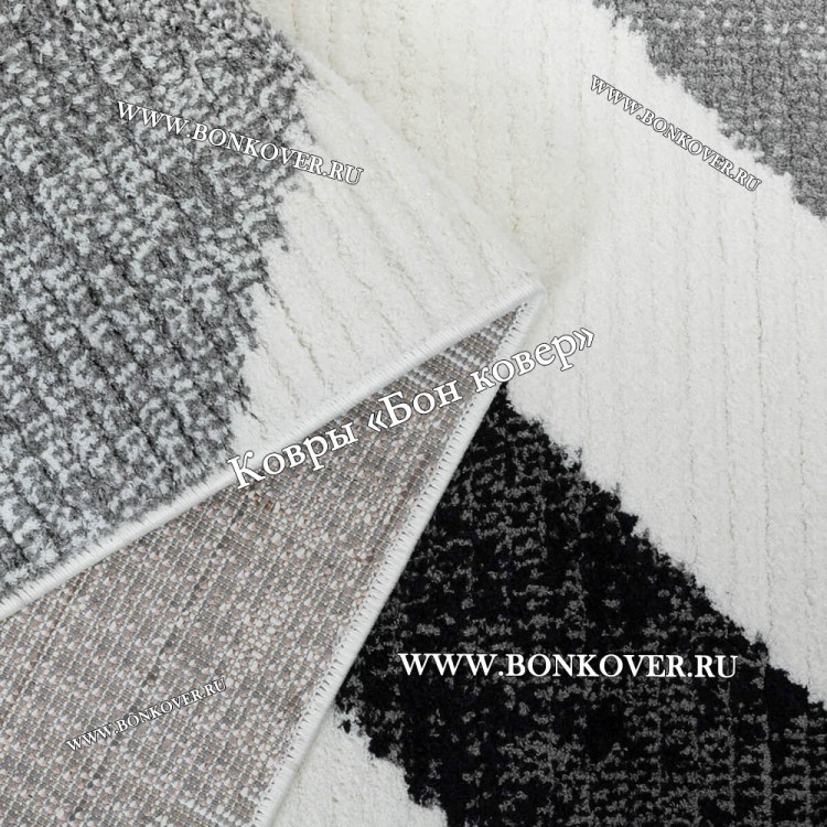 Турецкий Геометрический ковер арт 29284 Белый с Серым