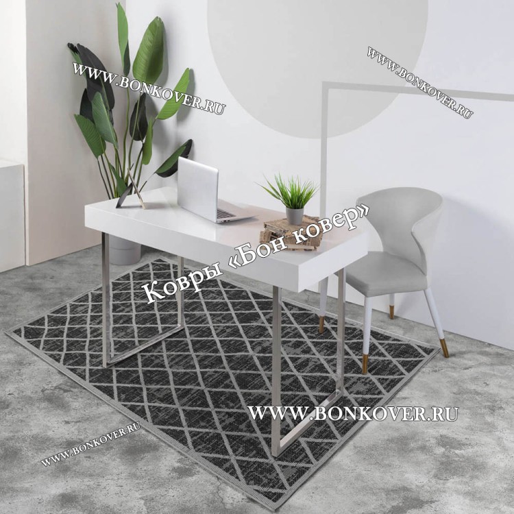Безворсовый ковер дизайн 144 черный