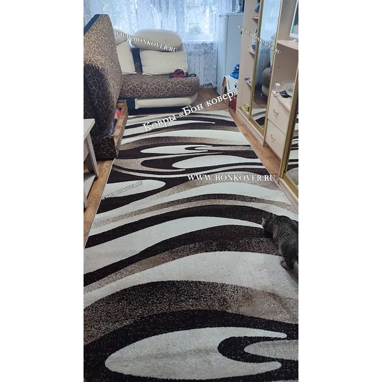 Ковер Карпет New 4 Дизайн 63 Коричневый с Бежевым