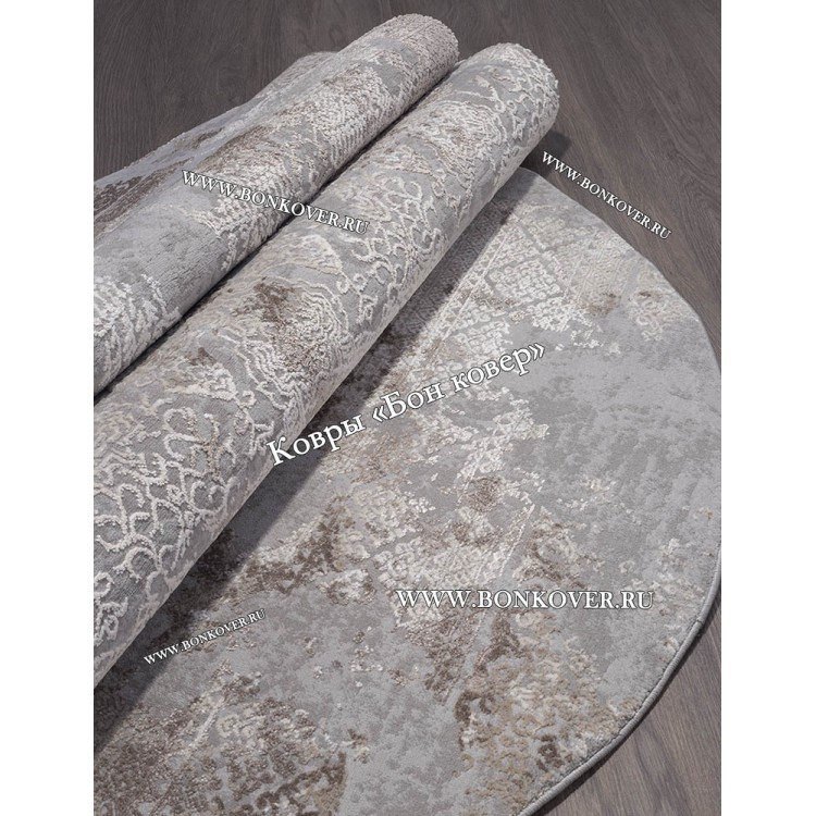 Абстрактный ковер дизайн 79 коричневый с серым Овал